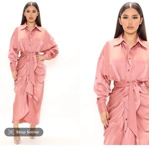 Long sleeve Mauve Satin Dress